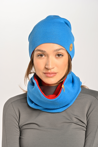 Double-sided snood Merino Shaun Blue-Red ISDE-50-40