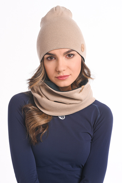 Double-sided snood Beige-Green ISDE-19-70