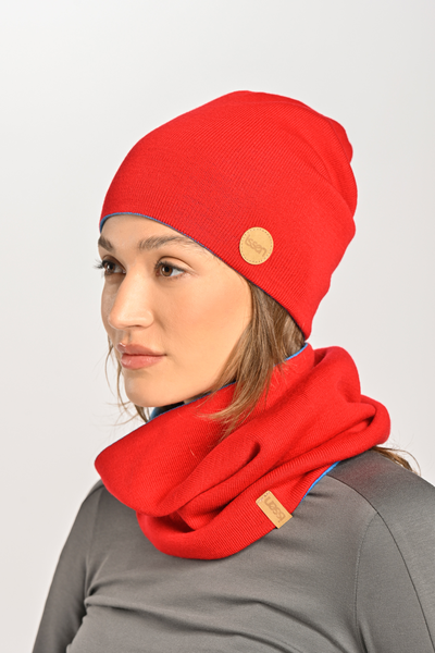 Double-sided snood Merino Shaun Blue-Red ISDE-50-40