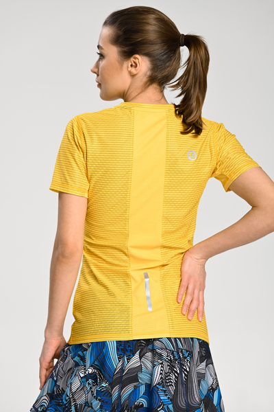 Running Shirt Zip With Breathable Panels Yellow