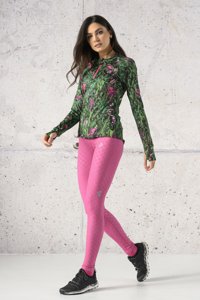 Running Leggings with a belt Shiny Royal Pink - OSLP-1120T
