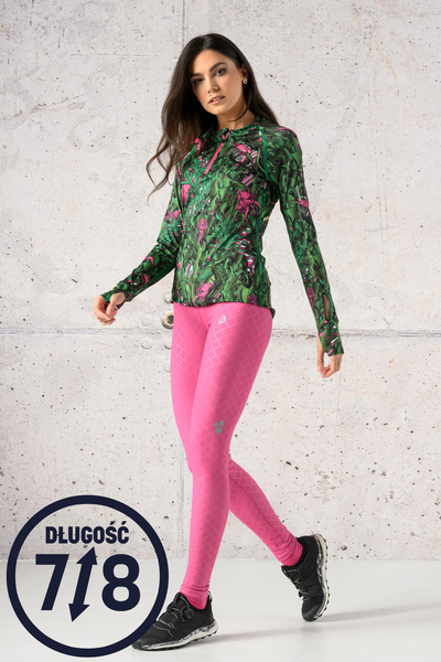 Running Leggings 7/8 with a belt Shiny Pink - OSLP7-1120T
