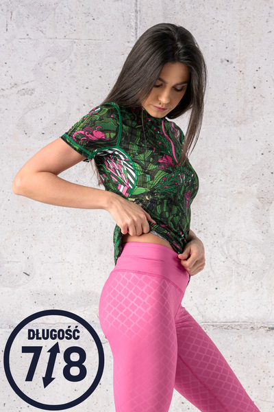 Running Leggings 7/8 with a belt Shiny Pink - OSLP7-1120T