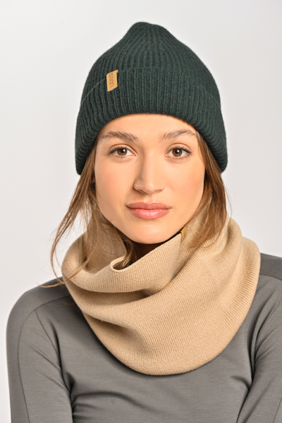Cashmere cap with merino wool Green