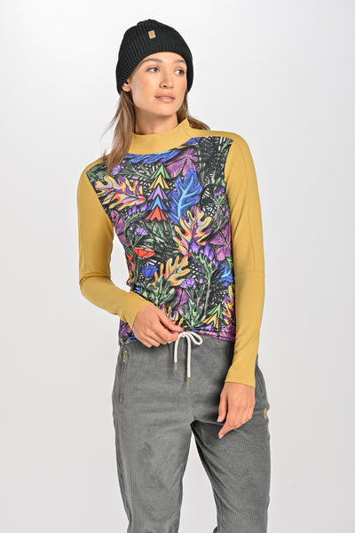 Women's mock turtleneck made of bamboo knitted fabric Mosaic Indian Summer