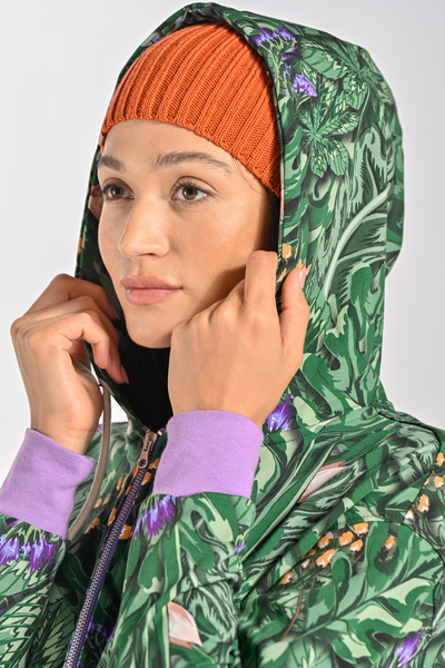 Zipped cotton blouse hoodie Sage Forest