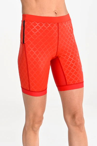 Short leggings with stabilizing tapes Shiny Red
