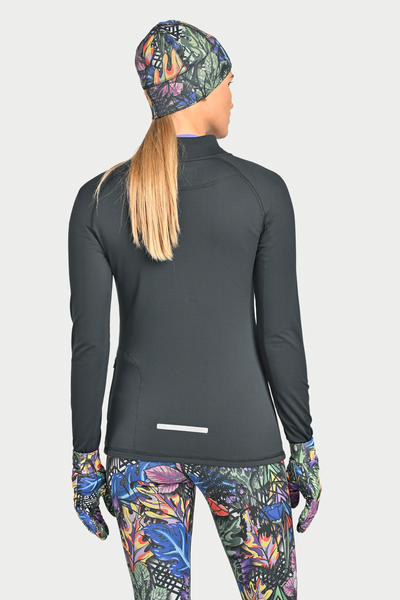 Thermoactive blouse with stand-up collar Zip Black
