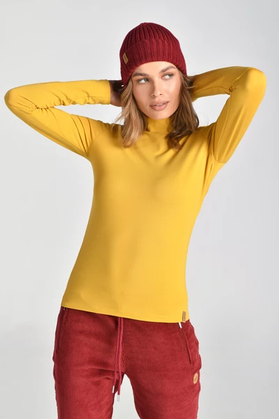Women's mock turtleneck made of bamboo knitted fabric Yellow