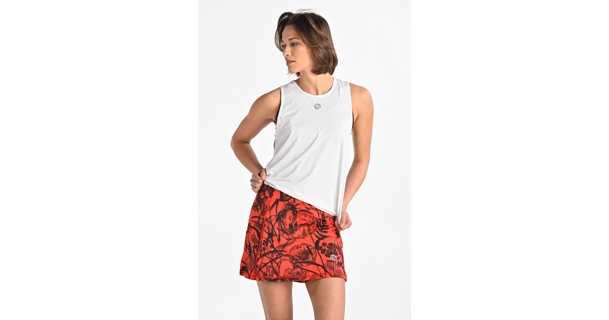 Running skirt with leggings Ornamo Flower Red - Nessi Sportswear