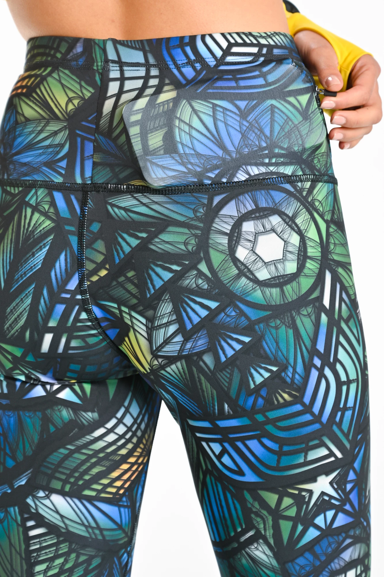 Regular high waisted leggings Mosaic Aurora - Nessi Sportswear