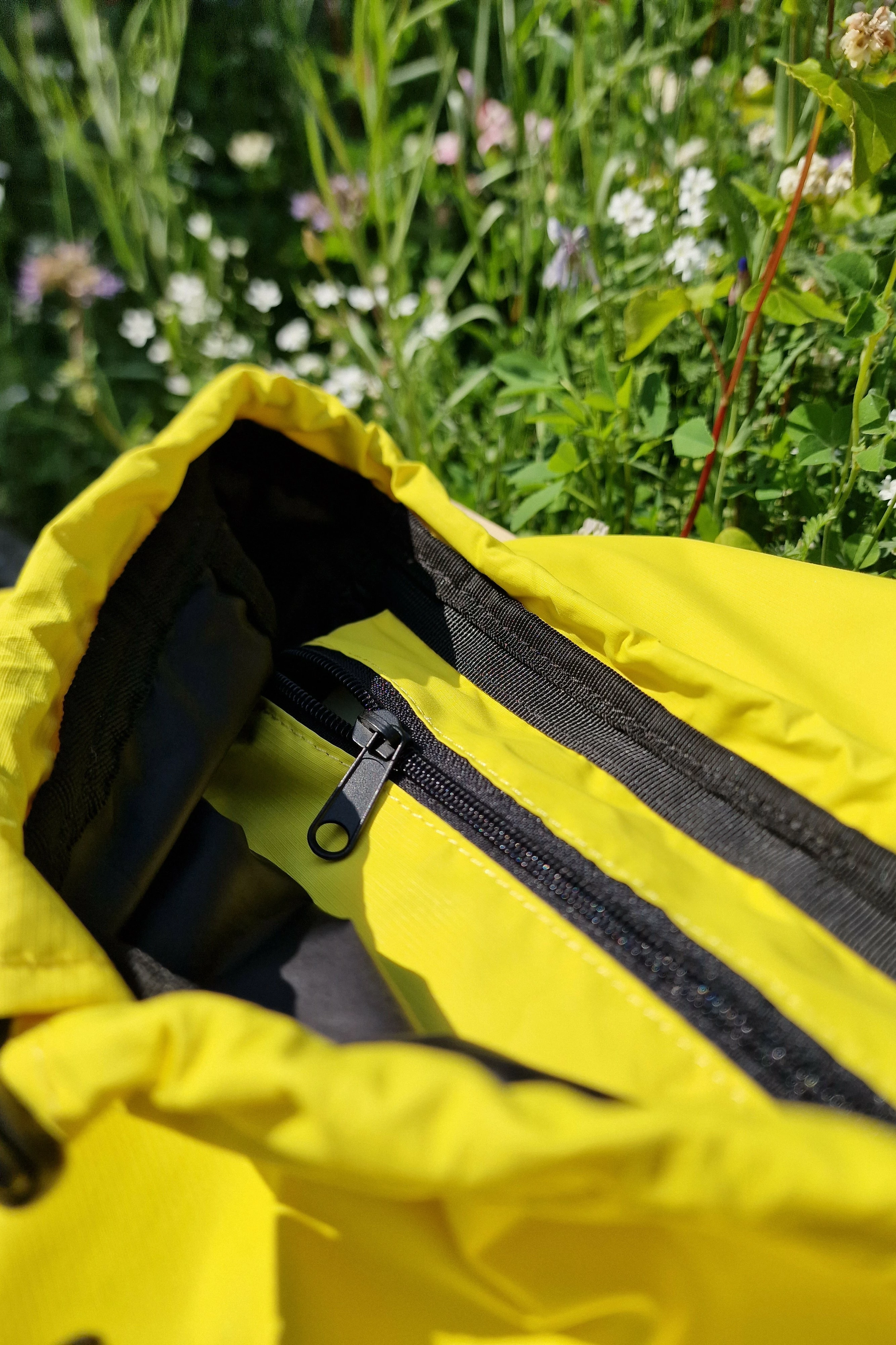 Green and yellow backpack top