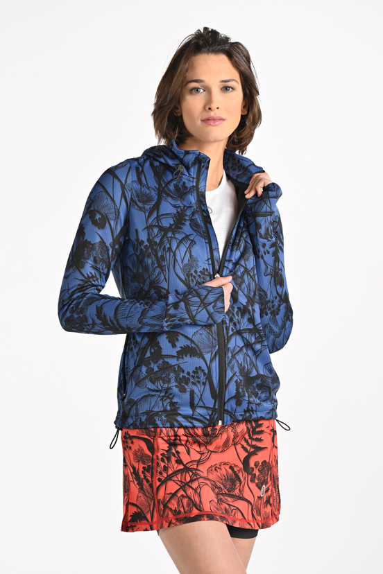 Bluza rozpinana premium z kapturem Ornamo Flower Navy - packshot
