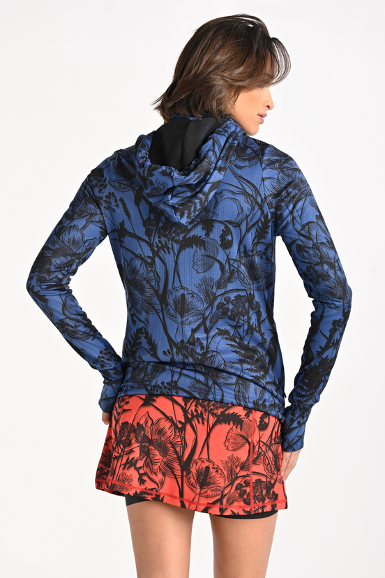 Bluza rozpinana premium z kapturem Ornamo Flower Navy - packshot