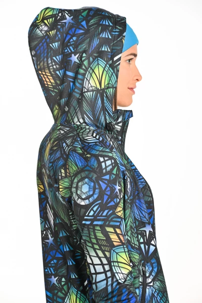 Premium zipped hoodie Mosaic Aurora Blue