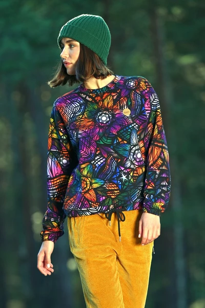 Bluza z bawełny organicznej damska Mosaic Aurora
