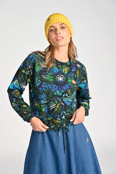 Bluza z bawełny organicznej damska Mosaic Aurora Blue
