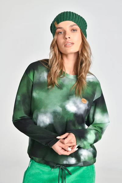 Bluza z bawełny organicznej damska Wavy Green