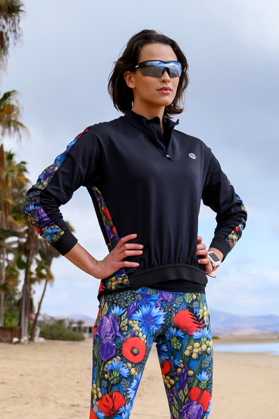 Designer sports blouse Zip Meadow Mosaic
