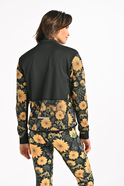 Designer sports blouse Zip Sunflowers