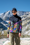 Designerski sweter z golfem merino Mosaic Indian Summer