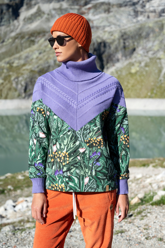 Designerski sweter z golfem merino Sage Forest - packshot