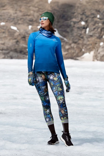 Insulated regular high-waisted leggings Mosaic Aurora Blue