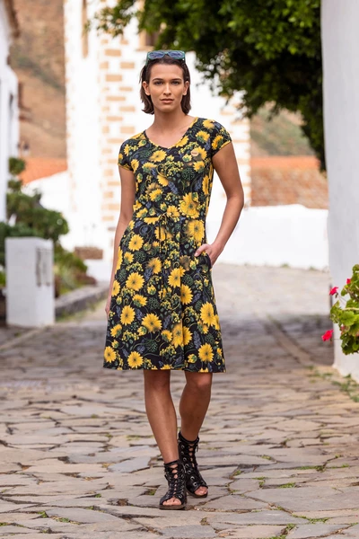 Jersey cotton women's dress Sunflowers