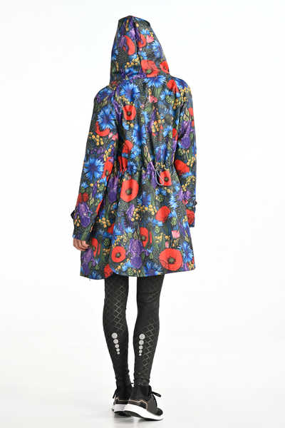 Double-sided parka jacket with a hood Mosaic Meadow
