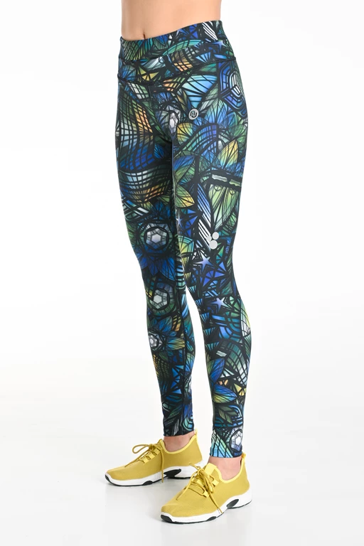 Leggings petite with waistband Pro Mosaic Aurora Blue - Nessi Sportswear
