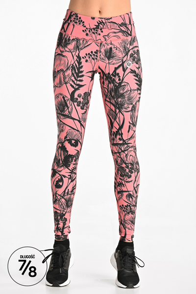 Leggings petite with waistband Pro Ornamo Flower Coral