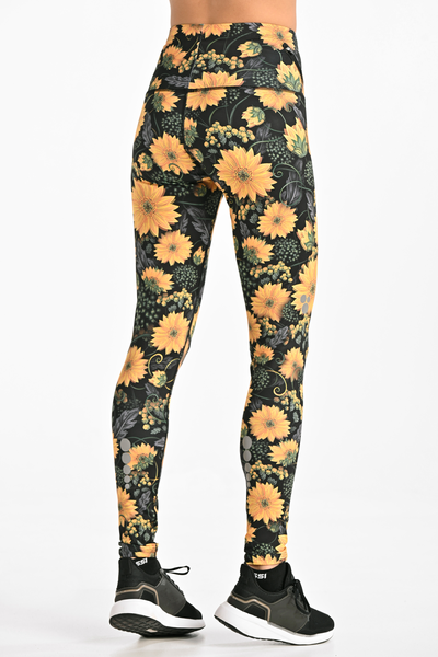Regular high-waisted leggings Sunflowers