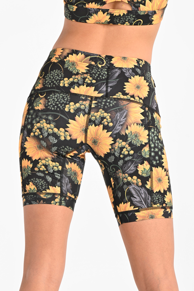 Short leggings with stabilizing tapes Sunflowers