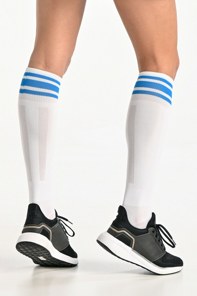 Running knee-high socks Road H White-Blue