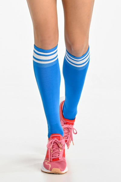Running knee-high socks Road H Blue-White