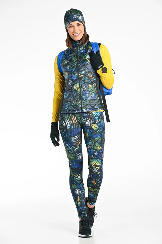 Regular high waisted leggings Mosaic Aurora Blue - Nessi Sportswear