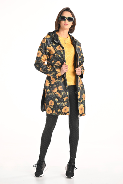 Reversible parka jacket with a hood Sunflowers