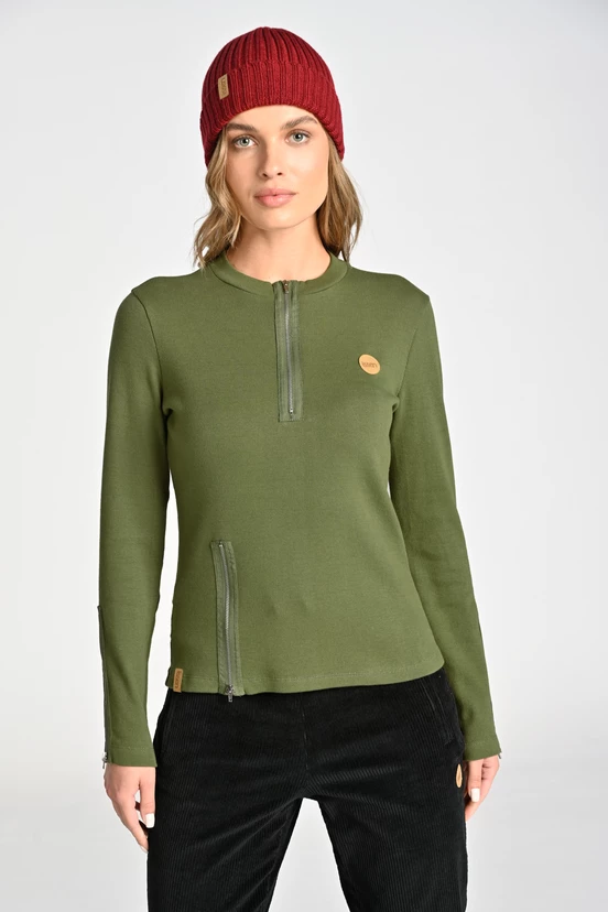 Ribbed cotton blouse Gwen Green - packshot