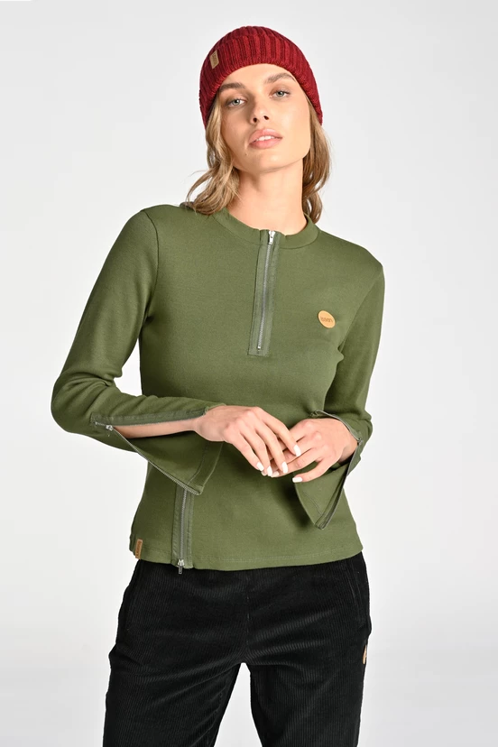 Ribbed cotton blouse Gwen Green - packshot