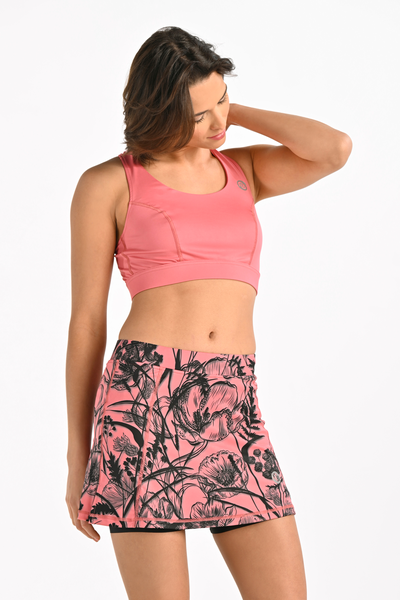 Running skirt with leggings Ornamo Flower Coral