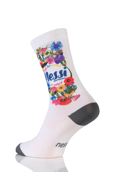 Cycling socks White with Flower Crown