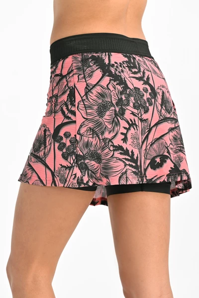 Pleated sport skirt with leggings Ornamo Flower Coral