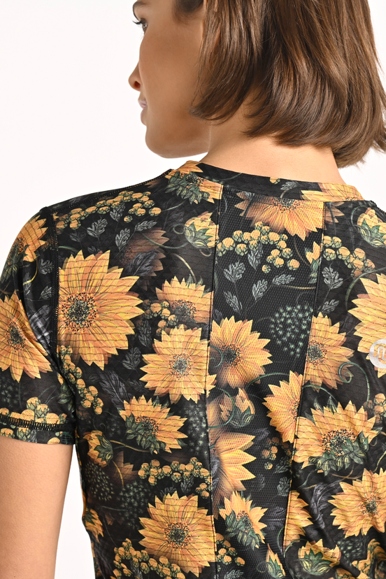 Women's Zip sports T-shirt Sunflowers - packshot