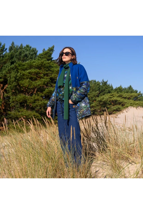 Women's winter jacket wool Frida Mosaic Aurora Blue - packshot