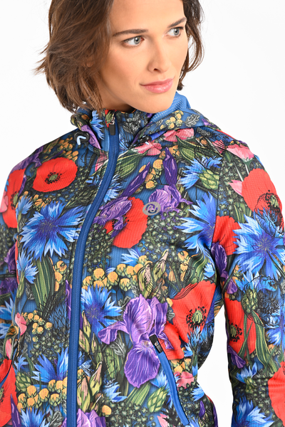 Zipped blouse with a hood Meadow Mosaic