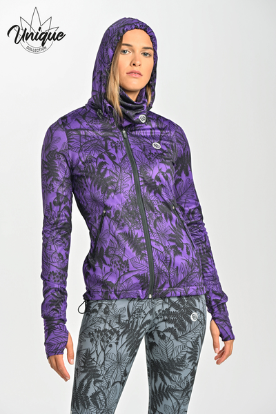 Zipped blouse with a hood Ornamo Purple