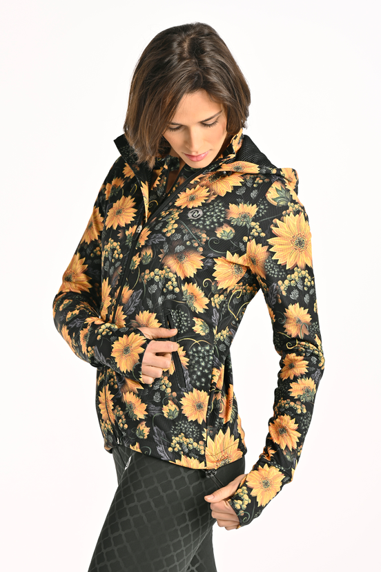 Zipped blouse with a hood Sunflowers - packshot
