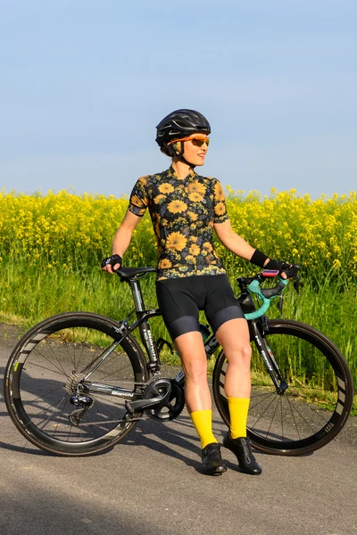 Zipped cycling shirt Sunflowers