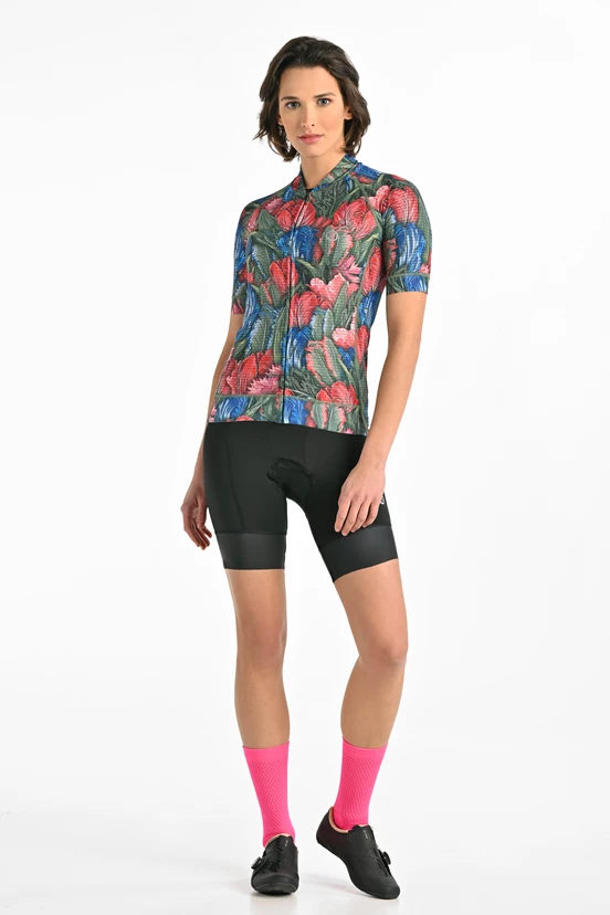 Zipped cycling shirt Tulips - packshot