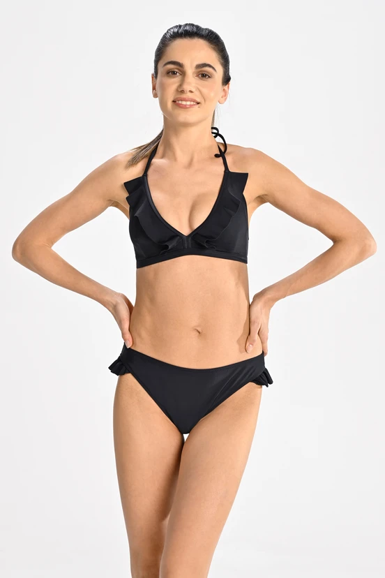 Classic bikini bottoms with frills Black - packshot